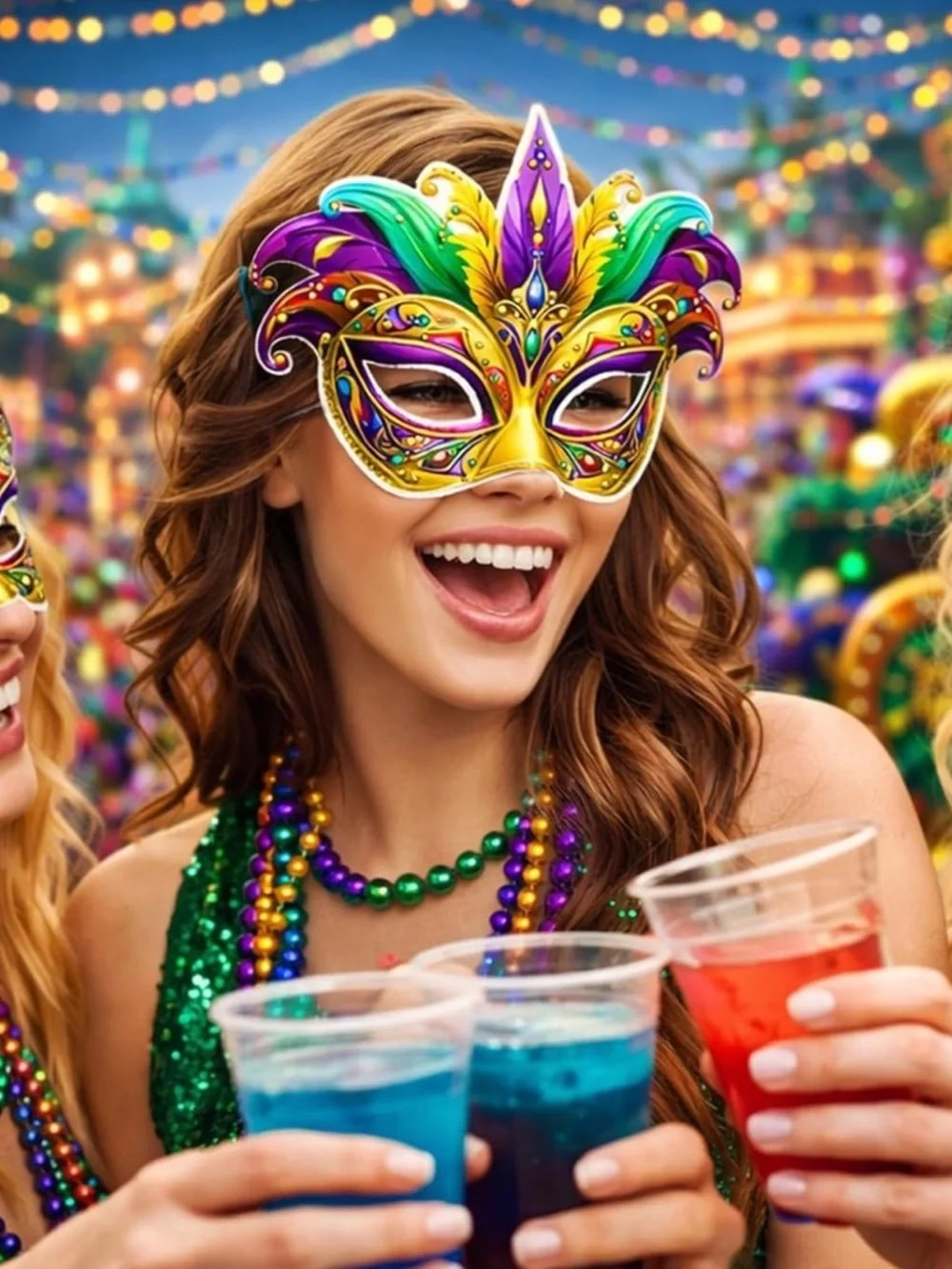 💞 New Pack of 6 Vibrant Mardi Gras Carnival Party Masks